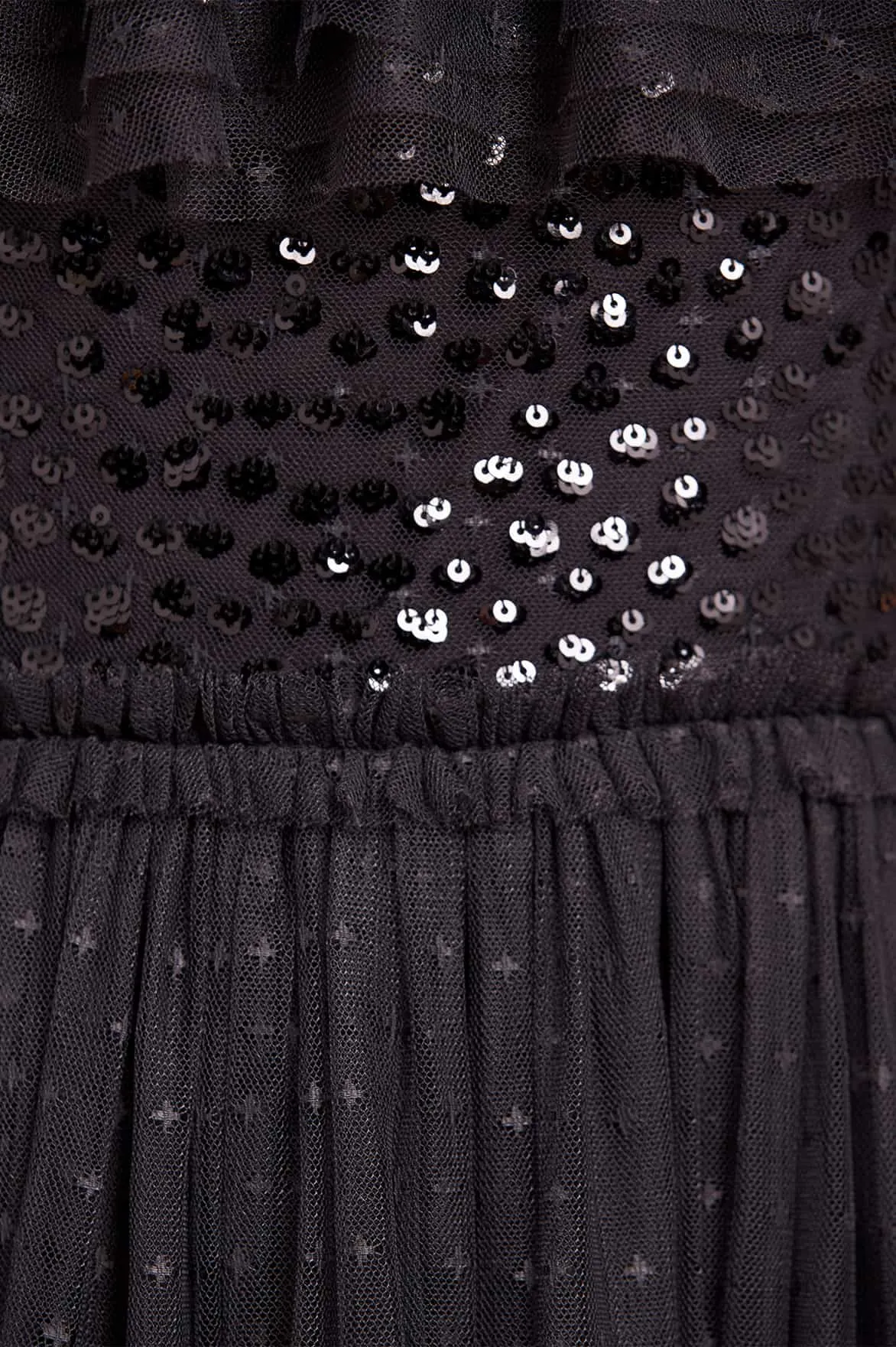 Dappled Sequin Bodice Off-Shoulder Ankle Gown sold by Needle & Thread product image thumbnail 3