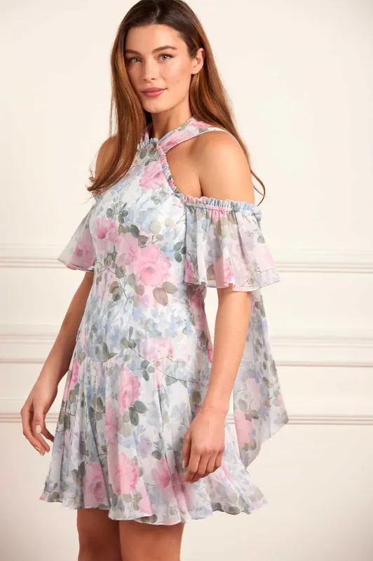 Camille's Garden Georgette Halter-Neck Micro Mini Dress sold by Needle & Thread