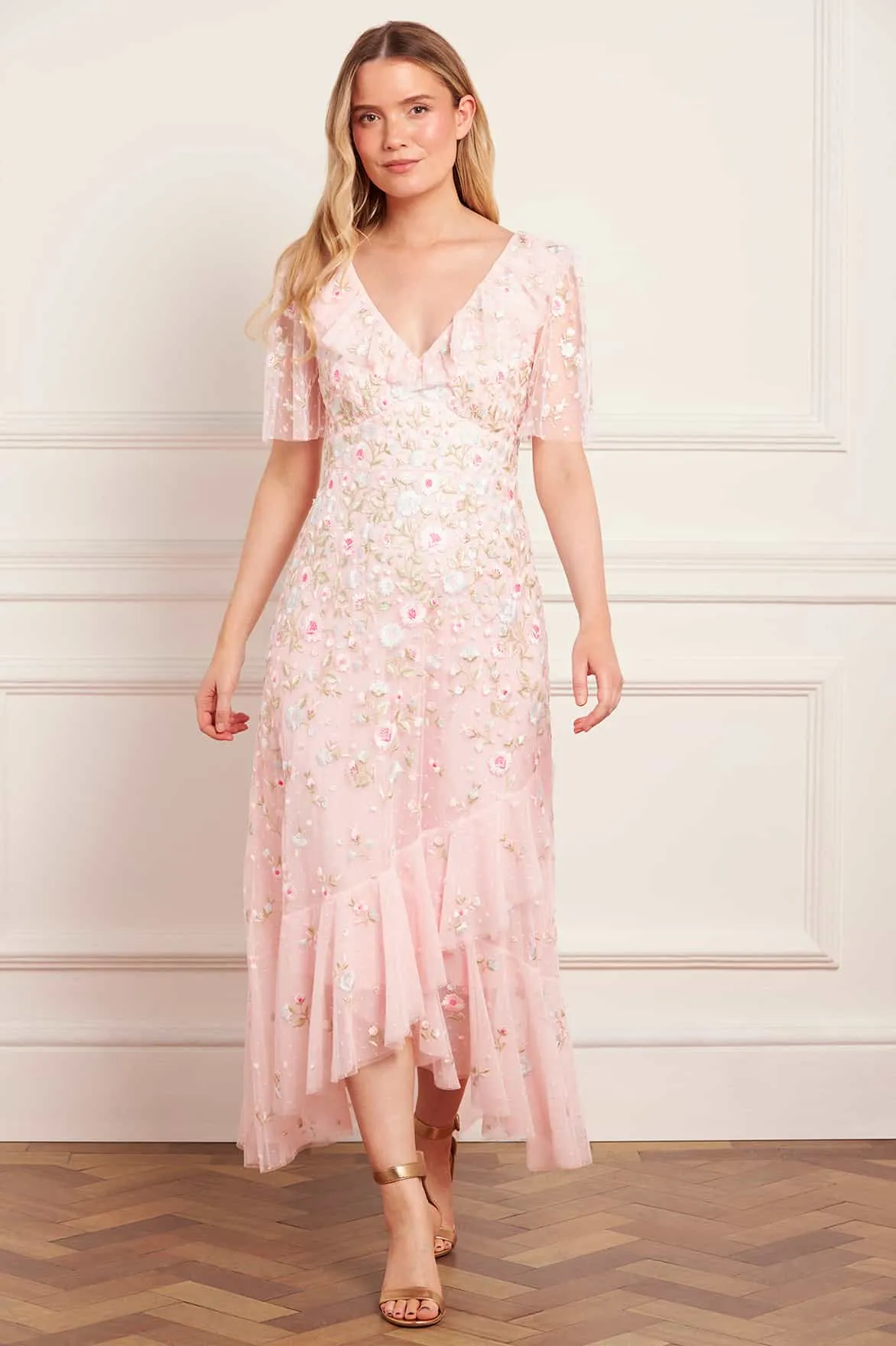 Ethereal Blooms Frill Ankle Gown sold by Needle & Thread