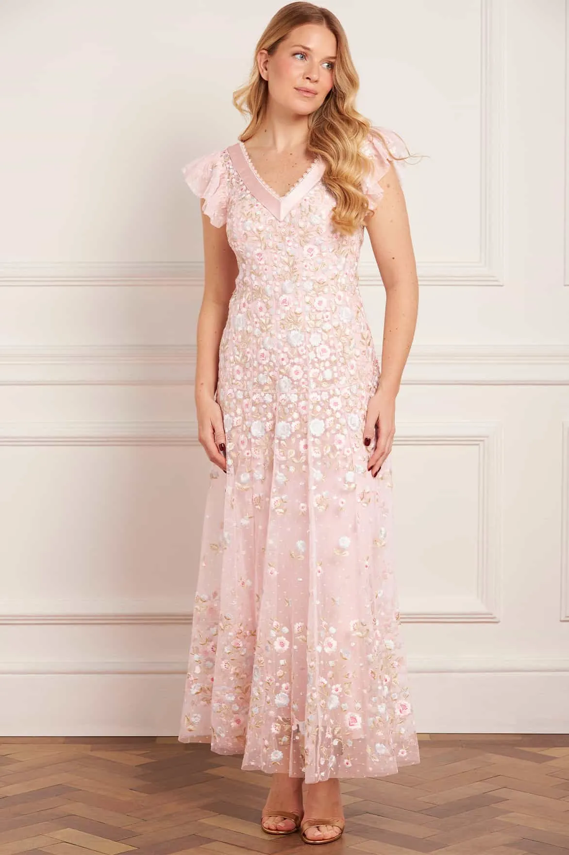 Ethereal Blooms Short Sleeve Ankle Gown sold by Needle & Thread product image thumbnail 3