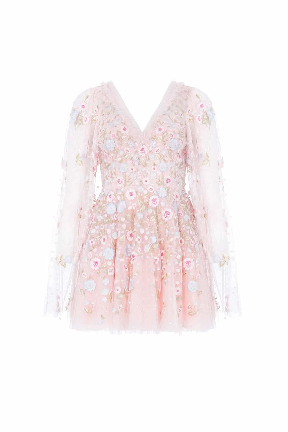 Ethereal Blooms Cape Sleeve Micro Mini Dress sold by Needle & Thread product image thumbnail 2