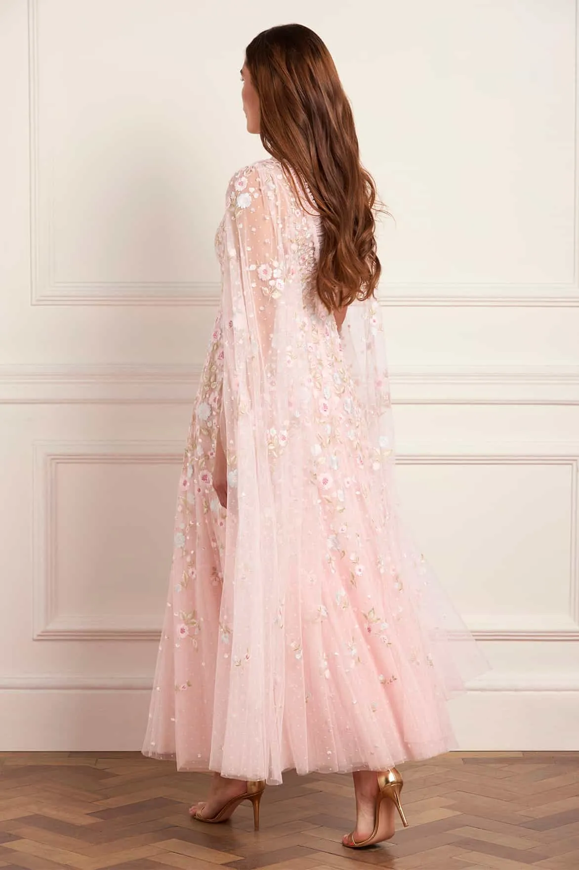 Ethereal Blooms Cape Sleeve Ankle Gown sold by Needle & Thread product image thumbnail 5