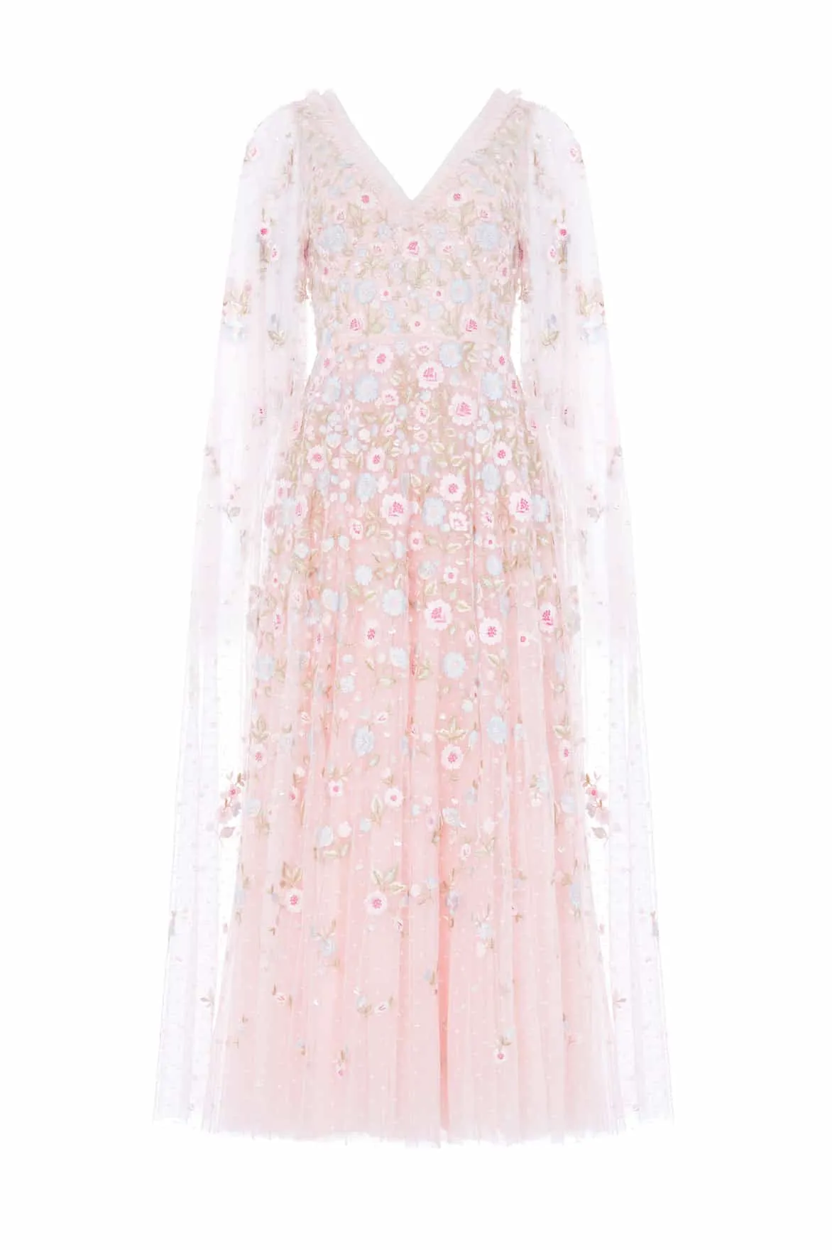 Ethereal Blooms Cape Sleeve Ankle Gown sold by Needle & Thread product image thumbnail 2