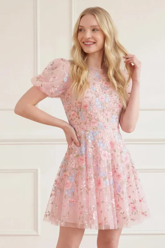 Peony Bouquet Round Neck Micro Mini Dress sold by Needle & Thread