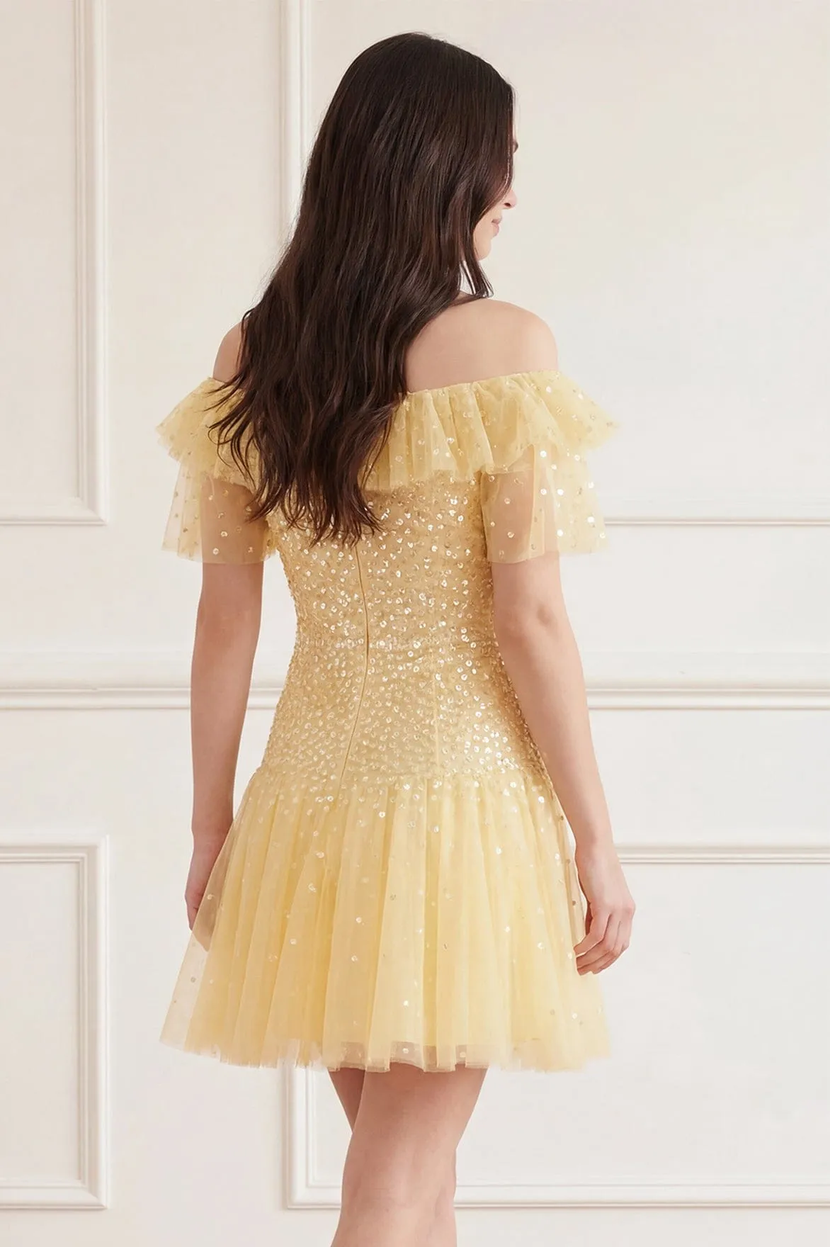 Sunrise Sequin Short Sleeve Micro Mini Dress sold by Needle & Thread product image thumbnail 3