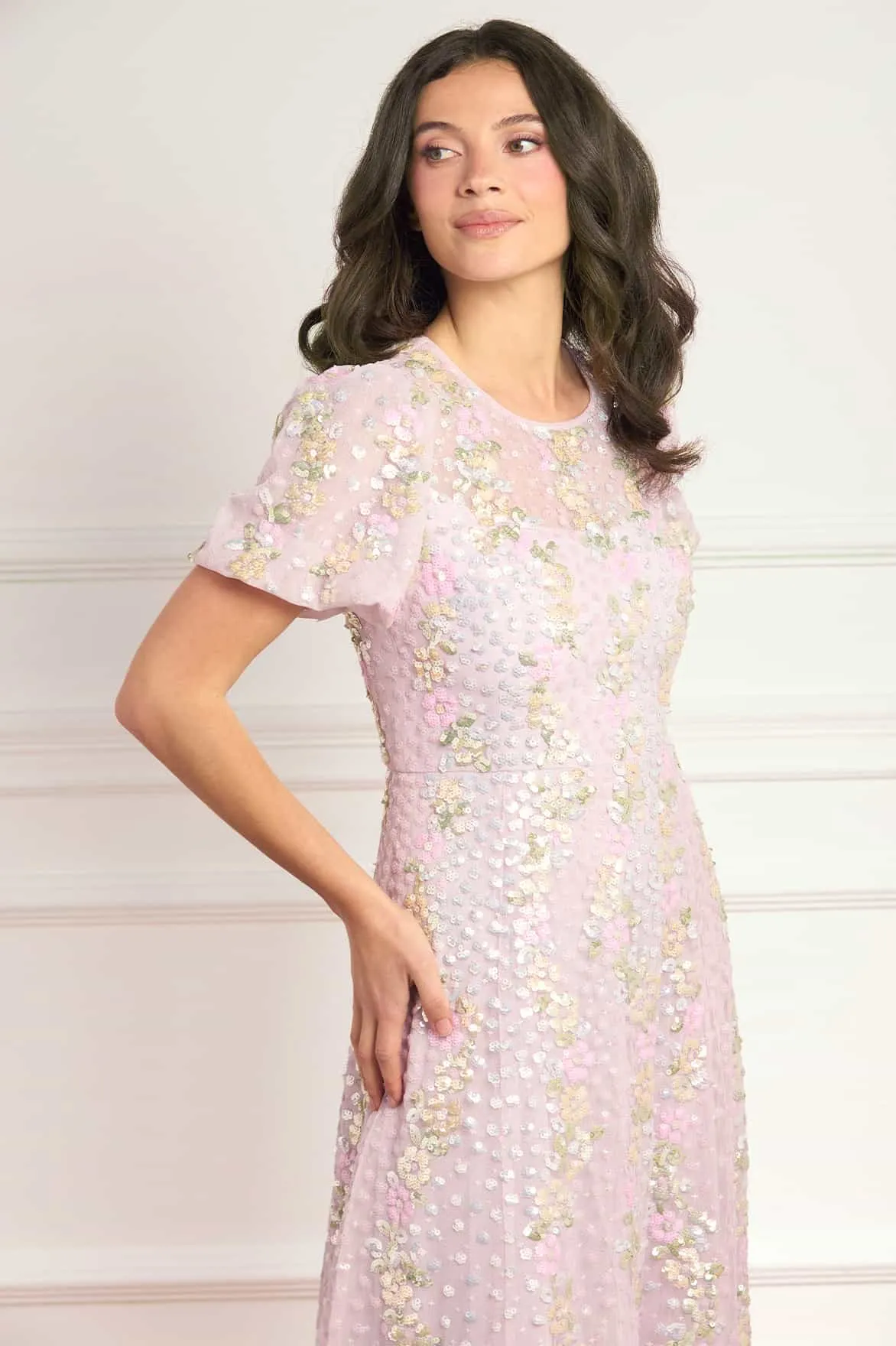 Confetti Round Neck Ankle Gown sold by Needle & Thread product image thumbnail 3