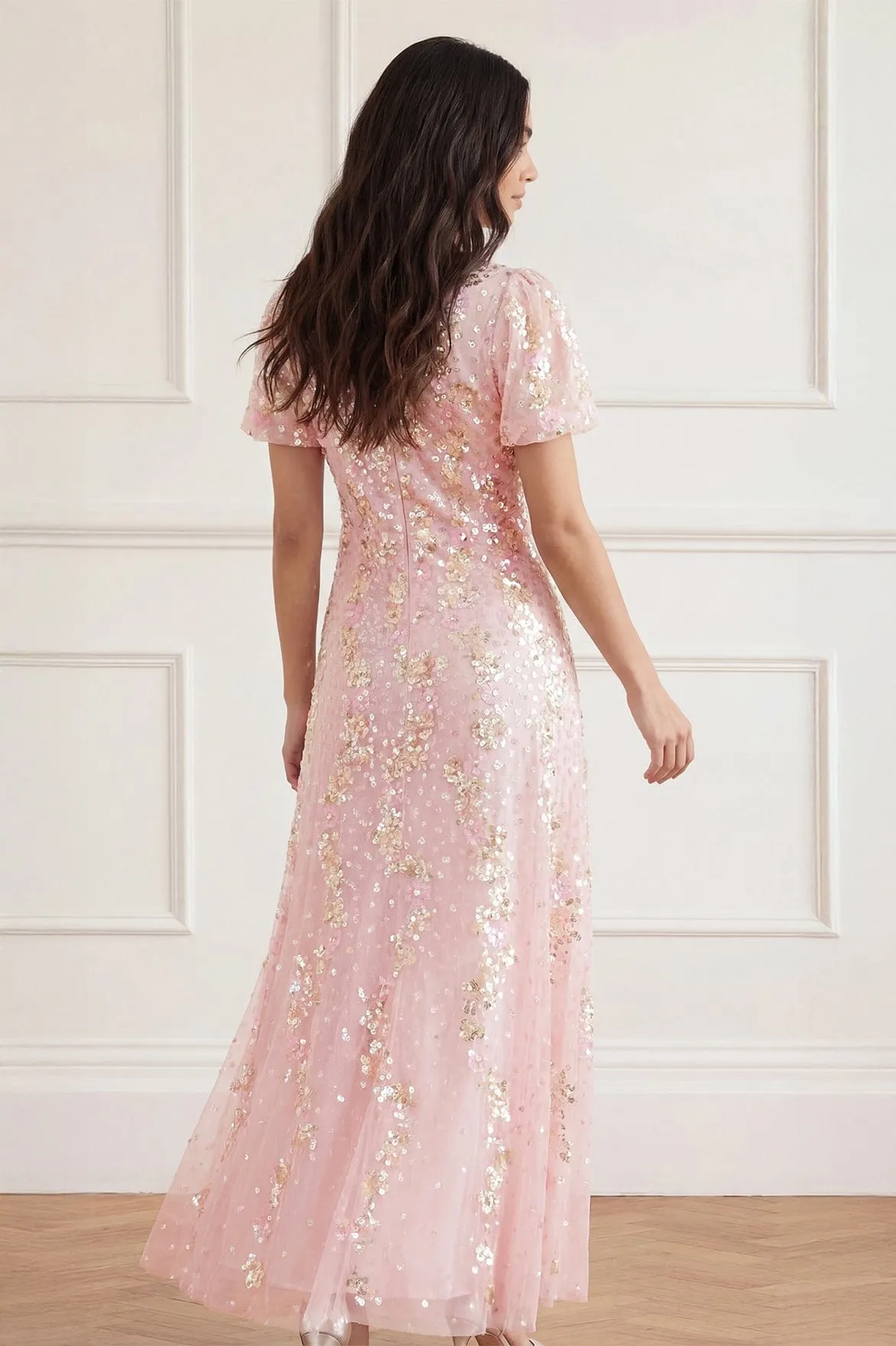 Confetti Round Neck Ankle Gown sold by Needle & Thread product image thumbnail 5