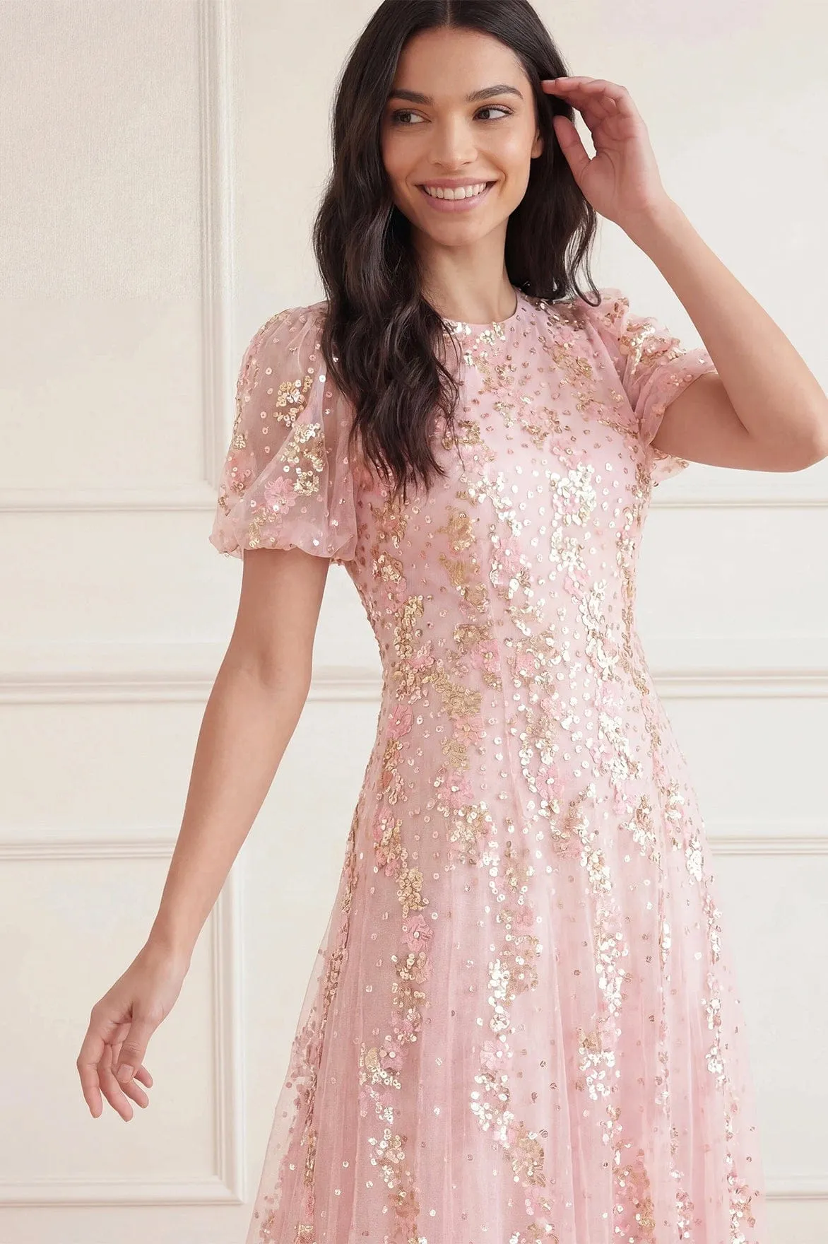 Confetti Round Neck Ankle Gown sold by Needle & Thread product image thumbnail 4