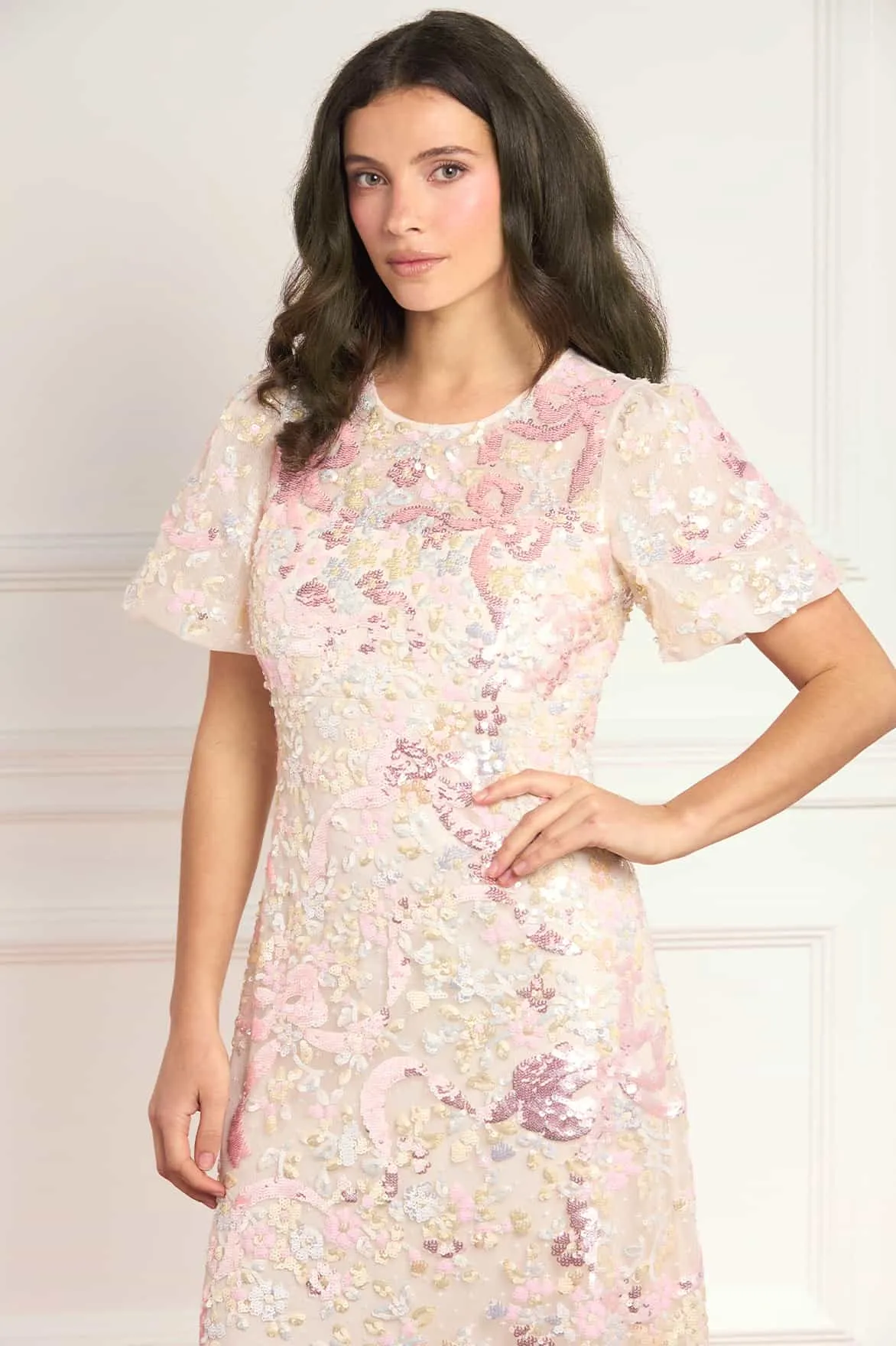 Dancing Ribbon Puff Sleeve Gown sold by Needle & Thread product image thumbnail 3