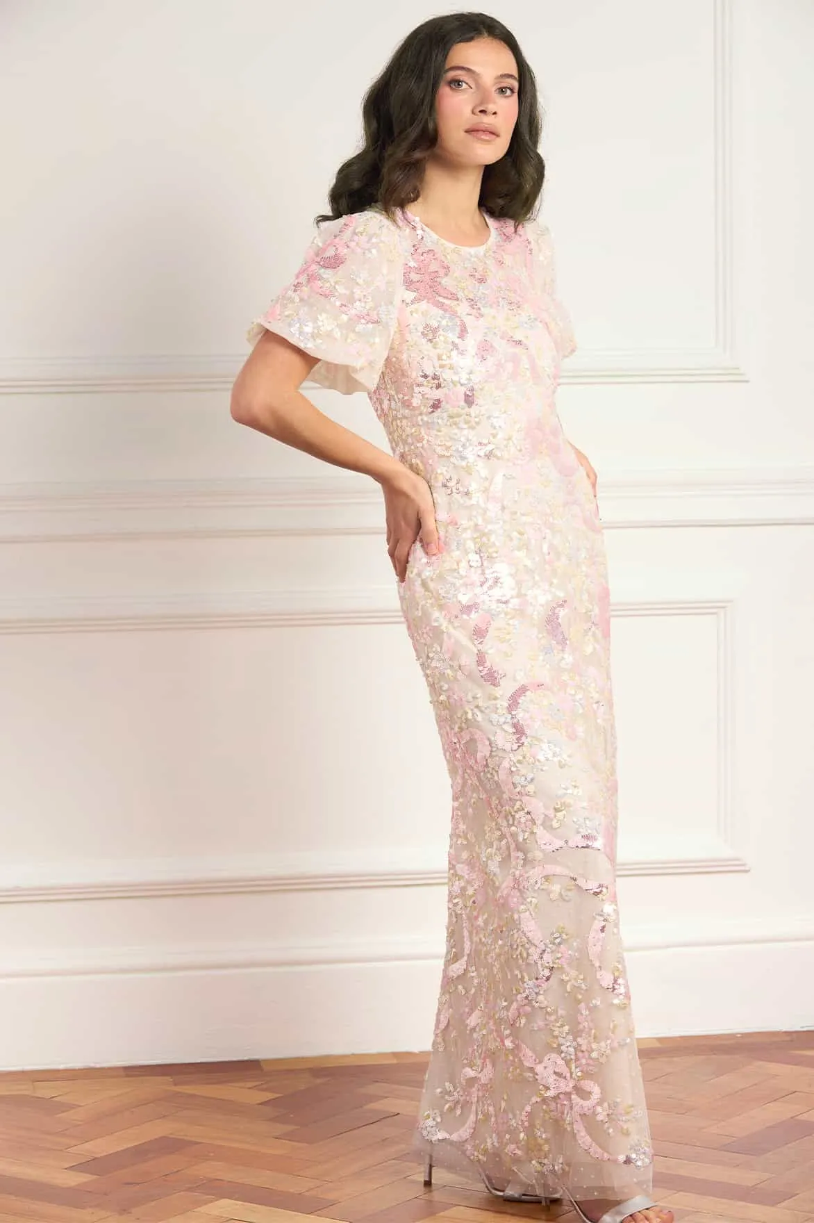 Dancing Ribbon Puff Sleeve Gown sold by Needle & Thread