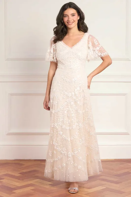 Isobel Sequin Ankle Gown made by Needle & Thread