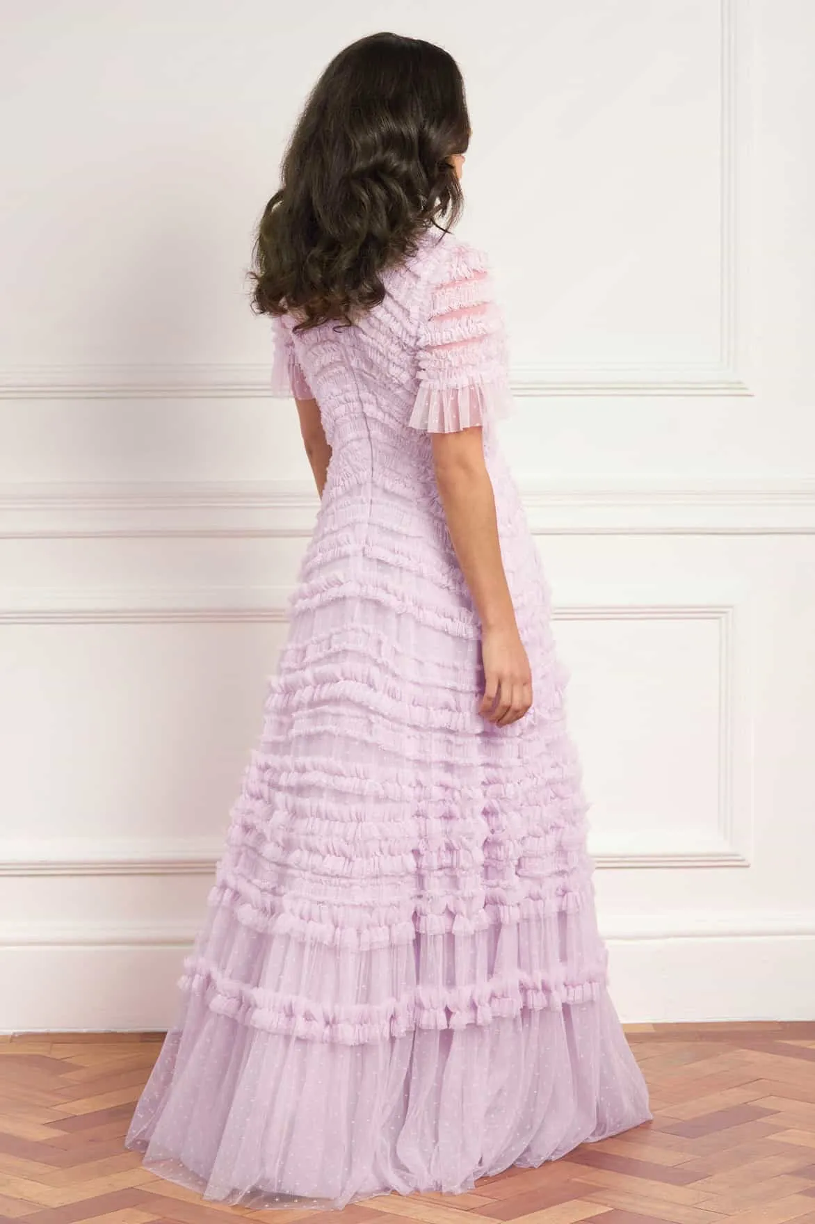 Amara Round Neck Ruffle Gown sold by Needle & Thread product image thumbnail 5