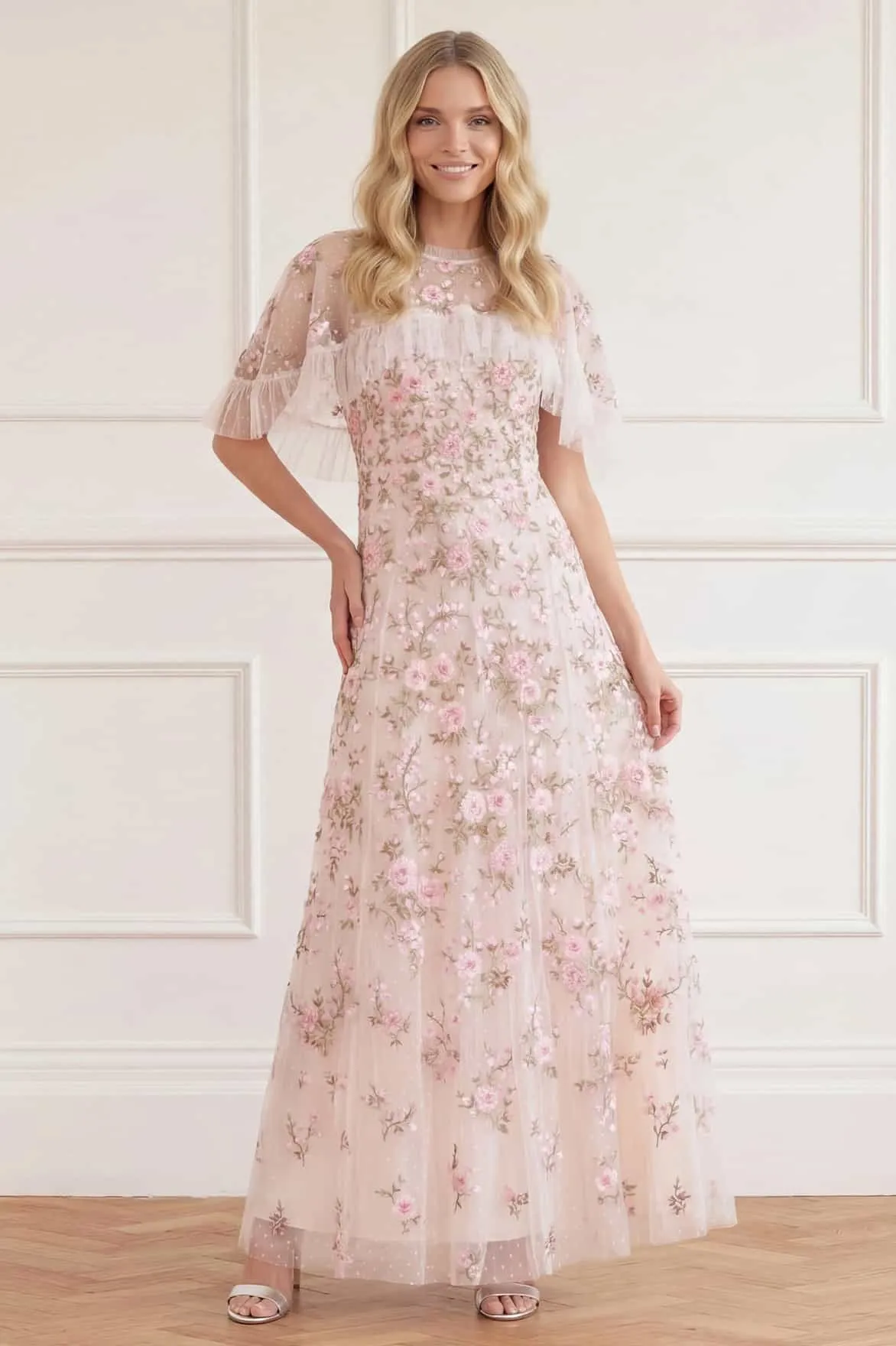 Eden Rose Cape Ankle Gown sold by Needle & Thread