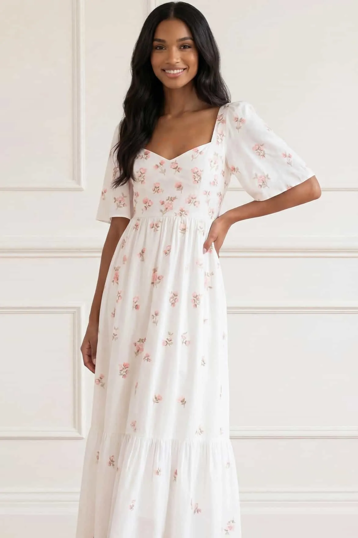 Flora Ditsy Cotton Ankle Gown sold by Needle & Thread product image thumbnail 3