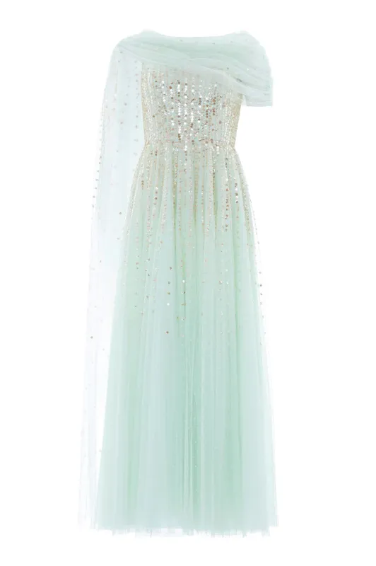 Moonlight Sequin Draped Gown made by Needle & Thread