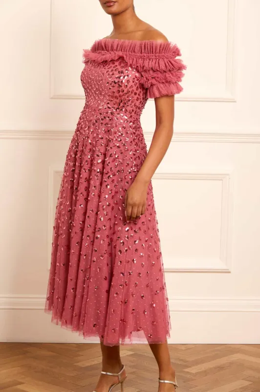 Autumn Leaves Off-Shoulder Ballerina Dress sold by Needle & Thread