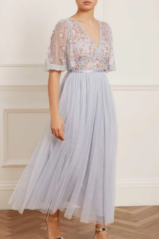 Ribbon Bouquet Bodice Ankle Gown sold by Needle & Thread