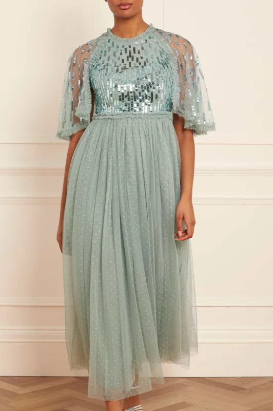 Sequin Dash Bodice Ankle Gown sold by Needle & Thread