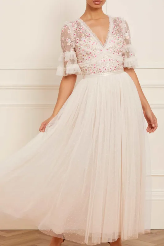 Wildflower Ditsy Bodice Ankle Gown sold by Needle & Thread