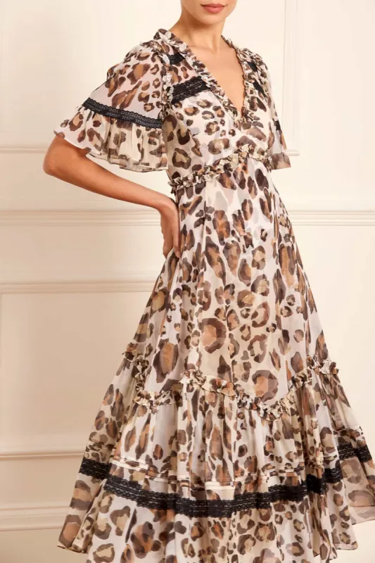 Leopard Sonata Georgette Ballerina Dress sold by Needle & Thread