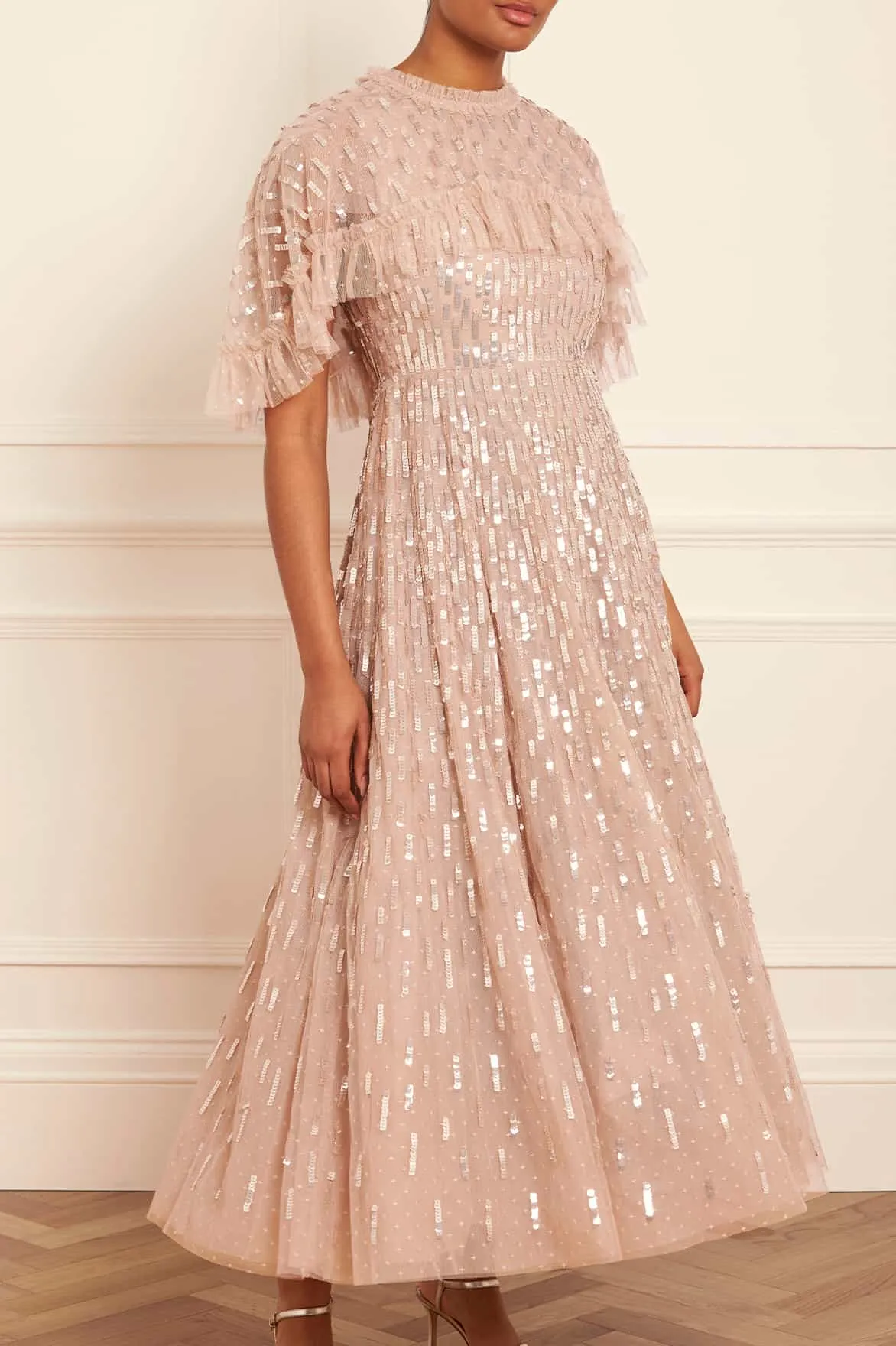 Sequin Dash Cape Ankle Gown sold by Needle & Thread product image thumbnail 2