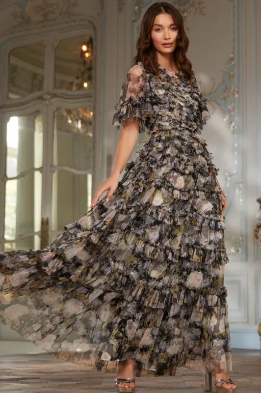 Moonlight Petals Round Neck Gown made by Needle & Thread