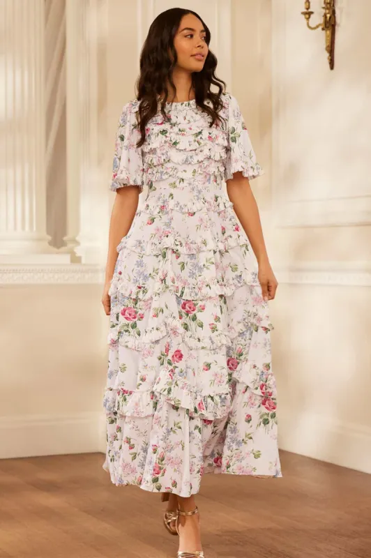 Floral Fantasy Crepe Ankle Gown sold by Needle & Thread