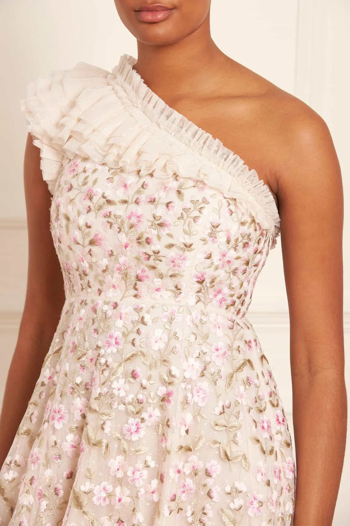 Posy Pirouette One-Shoulder Ankle Gown sold by Needle & Thread product image thumbnail 4