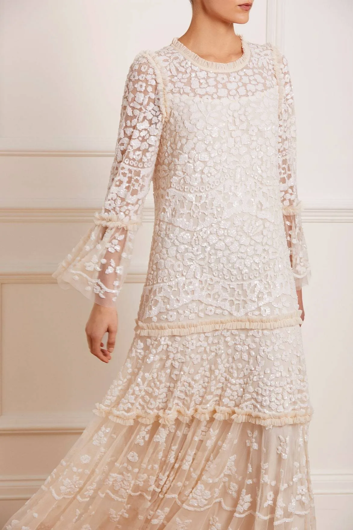 Annie Sequin Tiered Ankle Gown sold by Needle & Thread product image thumbnail 4