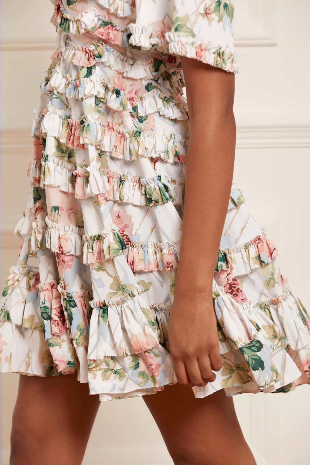 Harlequin Rose Crepe Mini Dress sold by Needle & Thread product image thumbnail 4