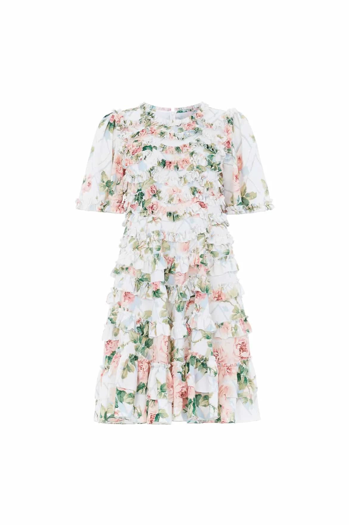 Harlequin Rose Crepe Mini Dress sold by Needle & Thread product image thumbnail 2