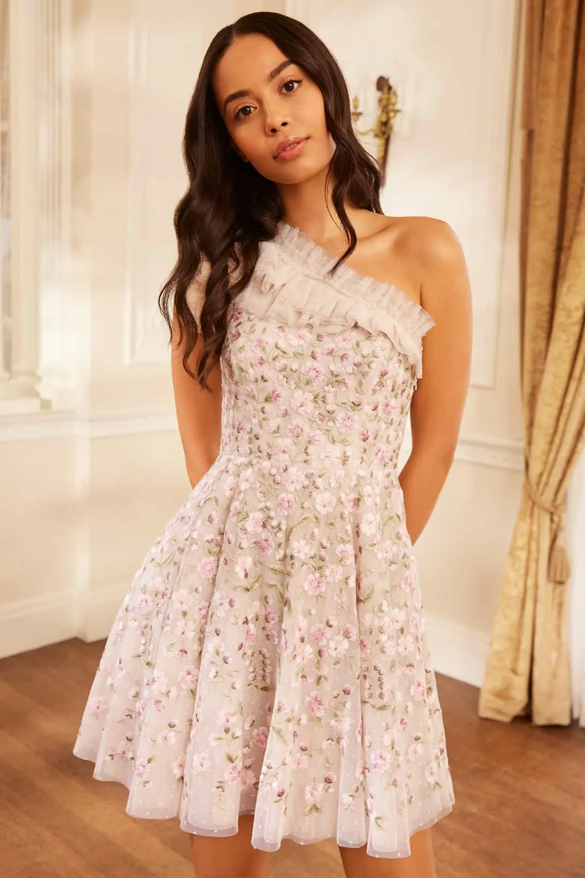 Posy Pirouette One-Shoulder Micro Mini Dress Parallel