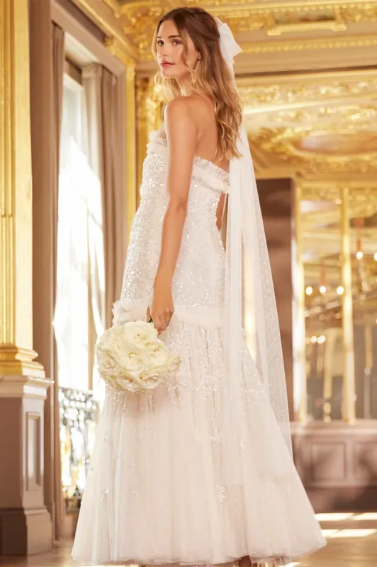 Regal Rose Gloss Strapless Gown sold by Needle & Thread