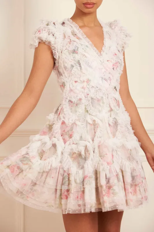 Paradise Garden Amorette V-Neck Micro Mini Dress sold by Needle & Thread