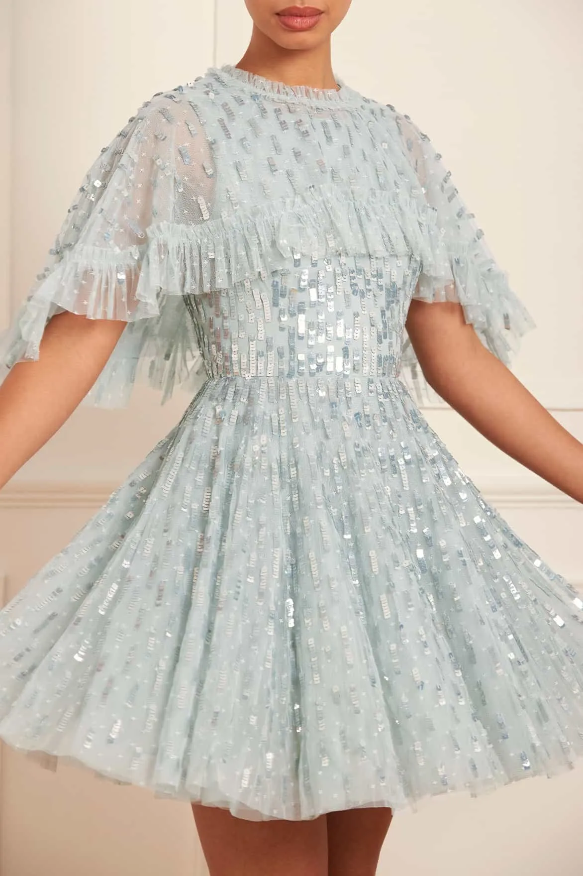 Sequin Dash Cape Micro Mini Dress sold by Needle & Thread