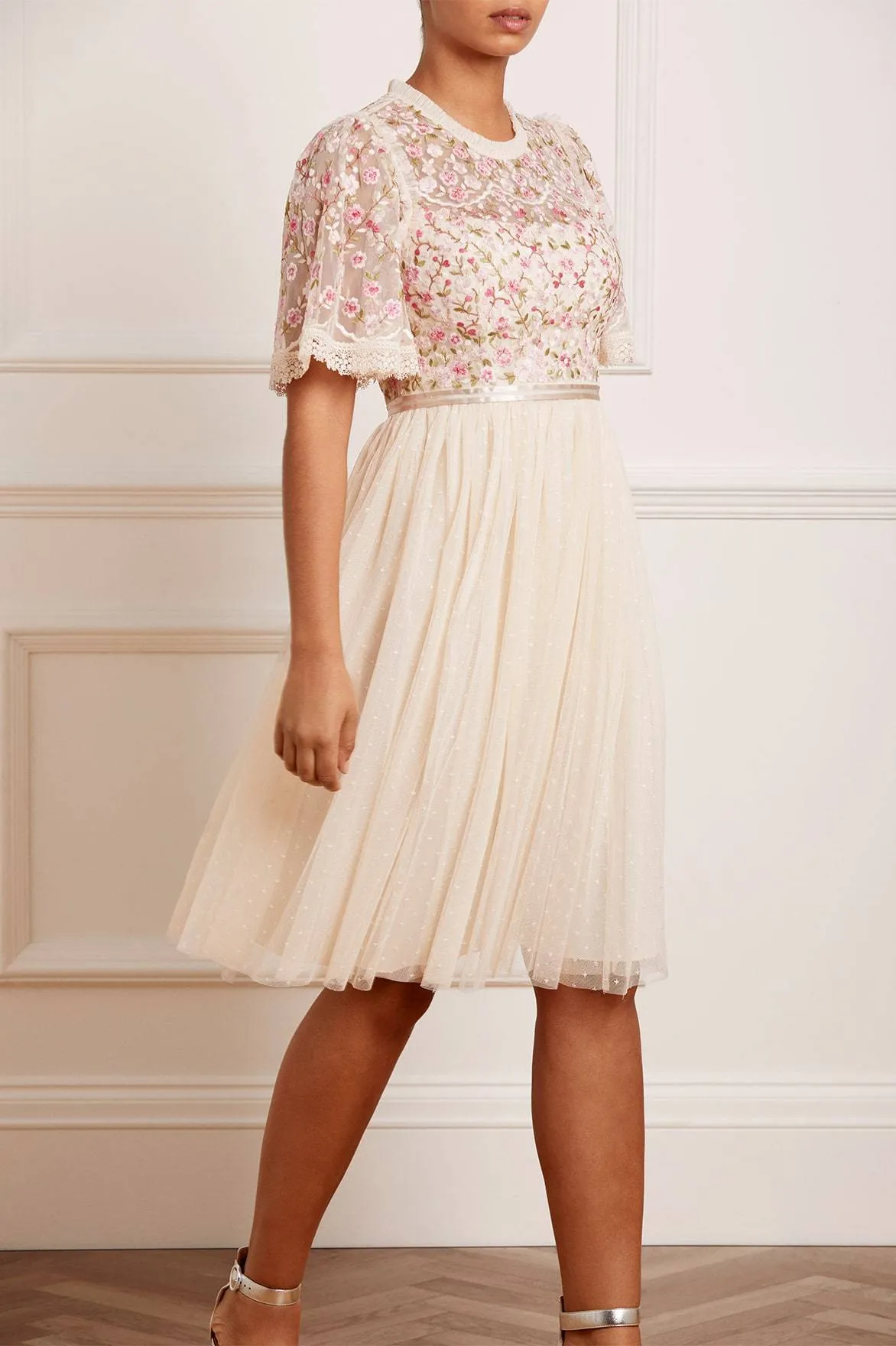 Rosie Lace Bodice Short Sleeve Midi Dress sold by Needle & Thread product image thumbnail 2
