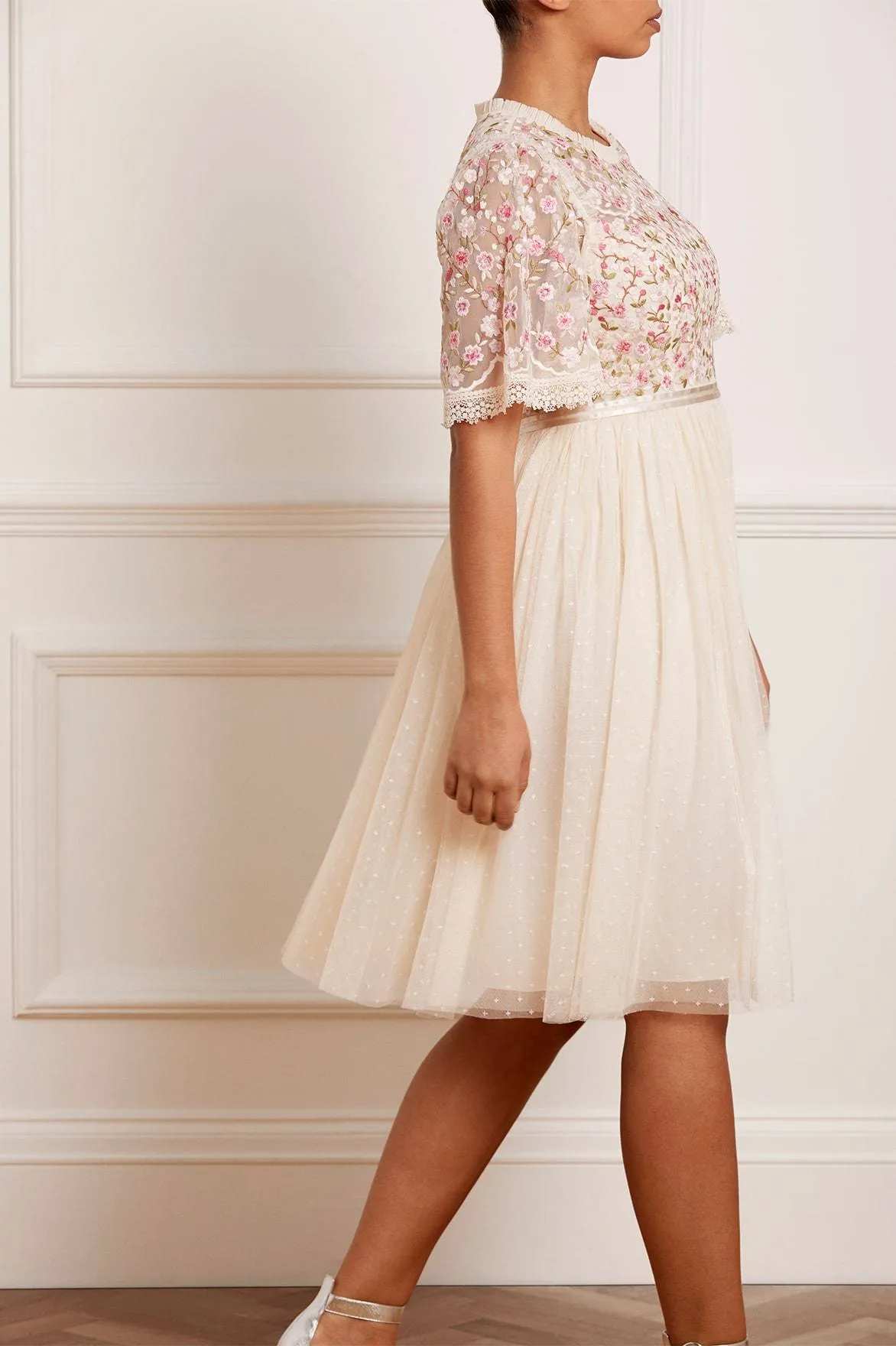 Rosie Lace Bodice Short Sleeve Midi Dress sold by Needle & Thread product image thumbnail 3