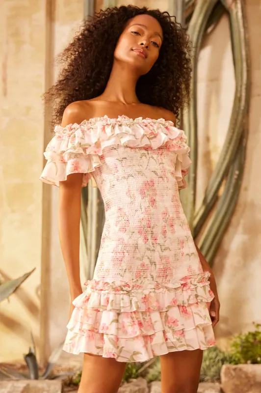Summer Posy Chiffon Smocked Micro Mini Dress sold by Needle & Thread