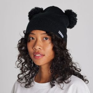 DOUBLE POM BEANIE - BLACK sold by Neff