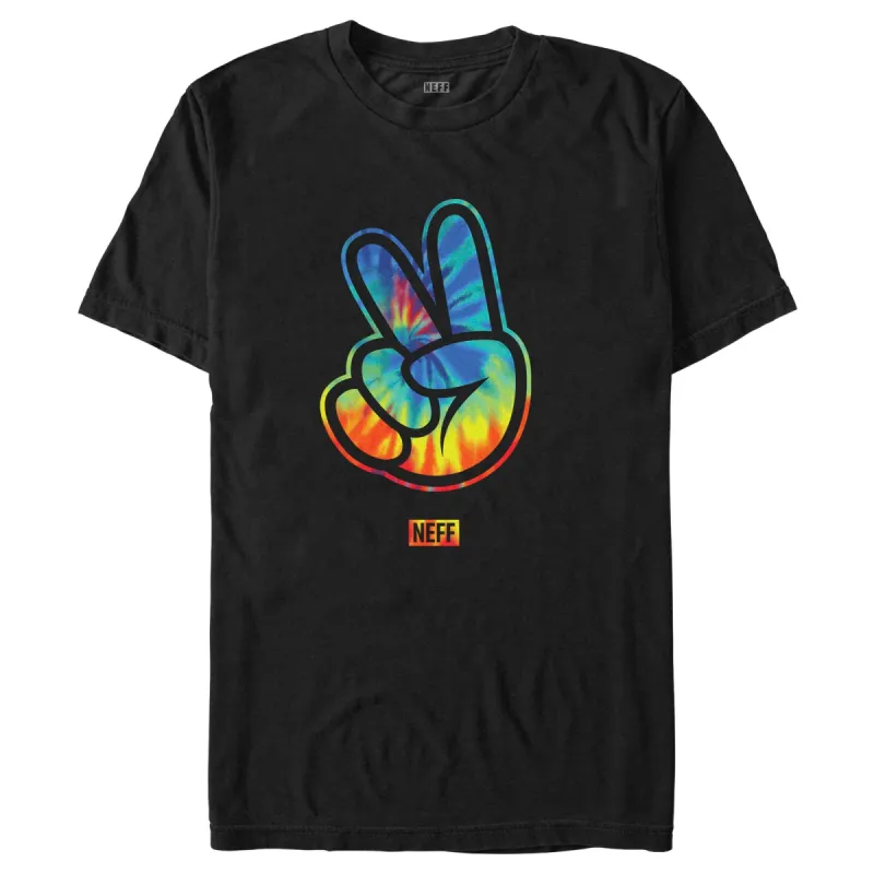 Men's NEFF Rainbow Tie-Dye Peace Fingers T-Shirt sold by Neff