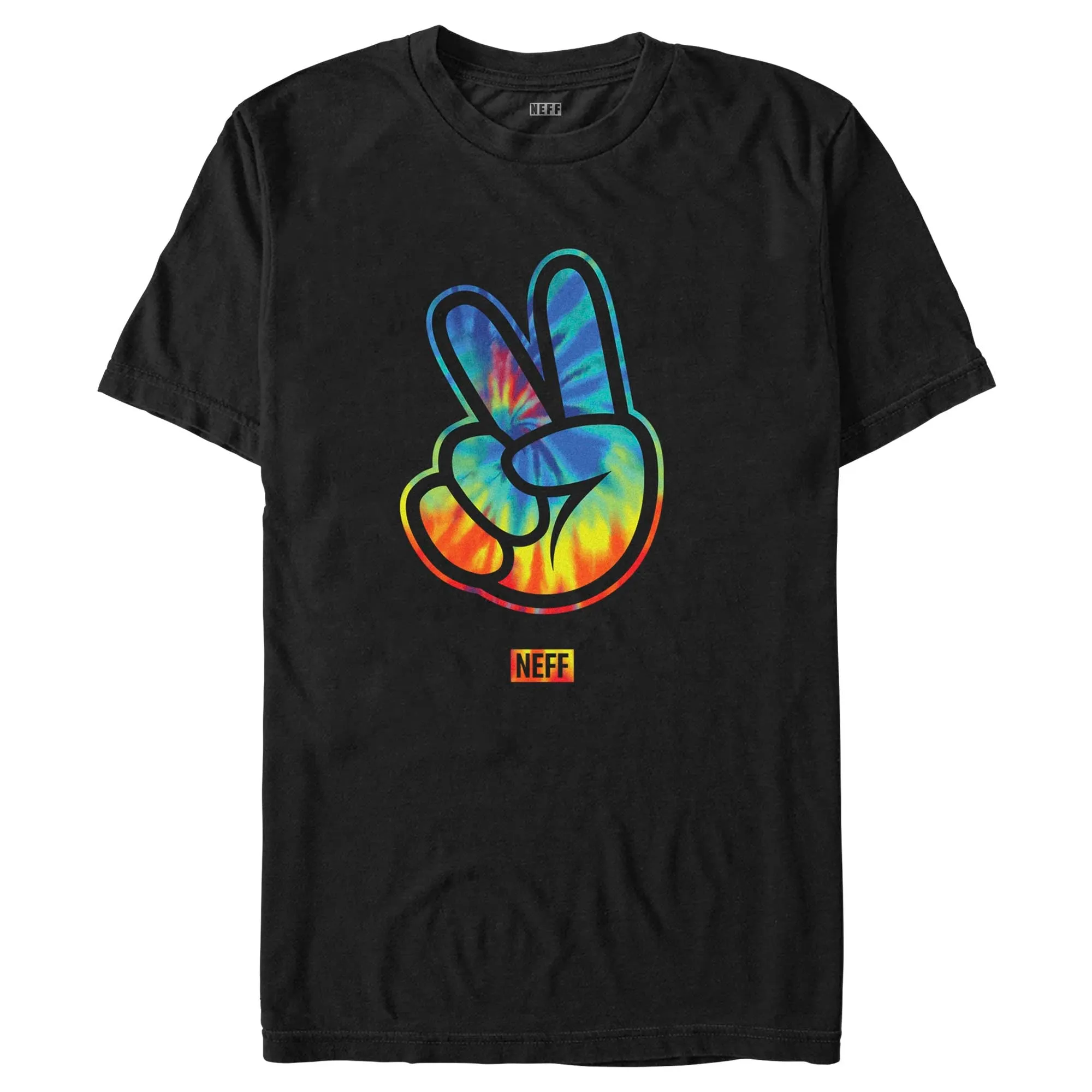 Men's NEFF Rainbow Tie-Dye Peace Fingers T-Shirt sold by Neff