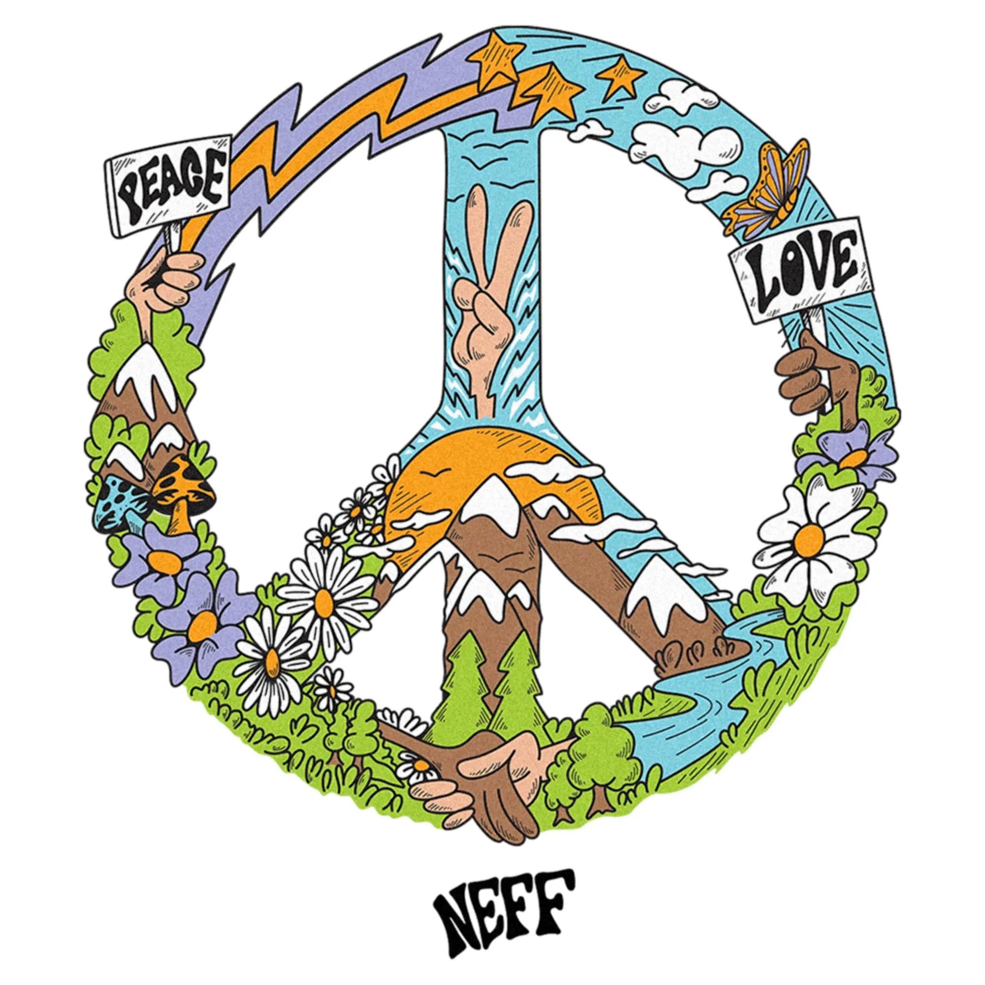 Men's NEFF Peace and Love T-Shirt sold by Neff product image thumbnail 2