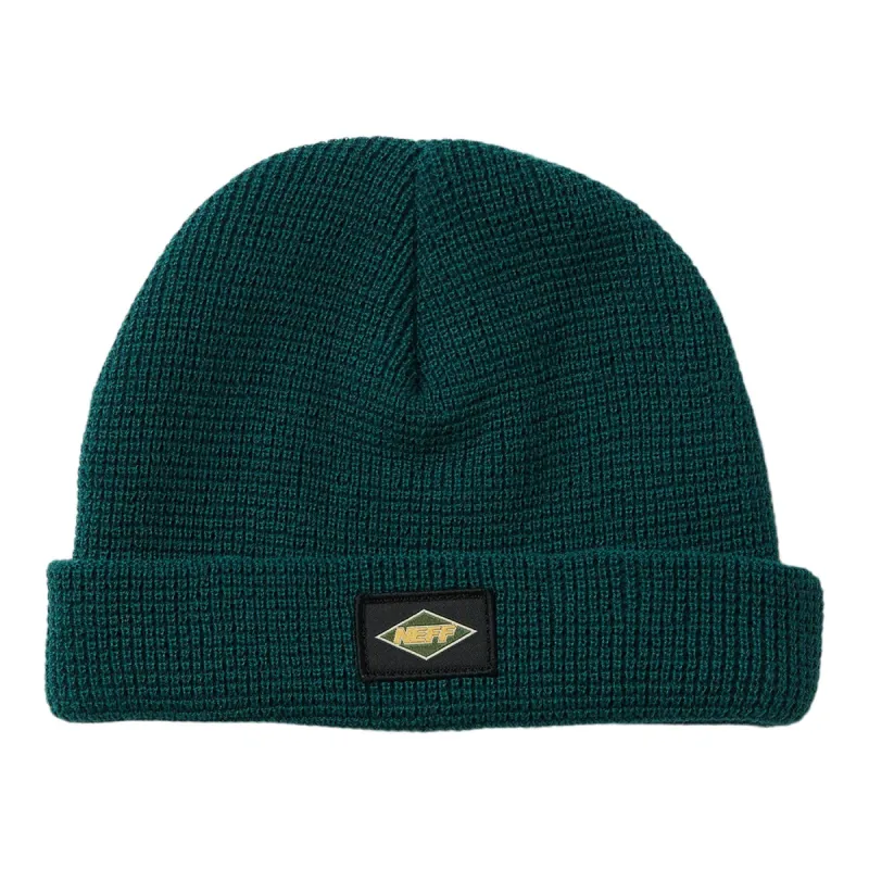 WOOD WAFFLE FISHERMAN BEANIE - DARK GREEN sold by Neff