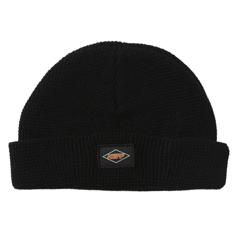 WOOD WAFFLE FISHERMAN BEANIE - BLACK sold by Neff