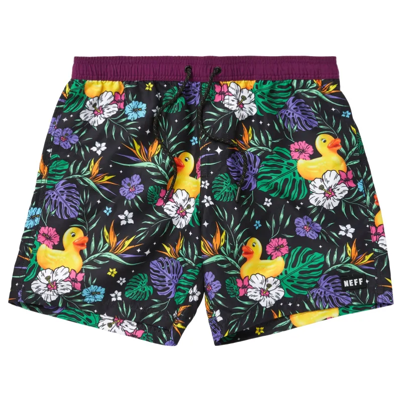 TROPICAL DUCKY 17' HOT TUB VOLLEY SHORTS - BLACK sold by Neff