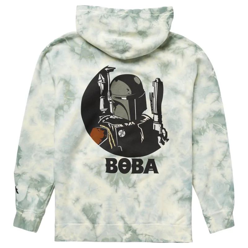 STAR WARS BOBA WARRIOR PULLOVER HOODIE - GREEN CLOUD DYE sold by Neff