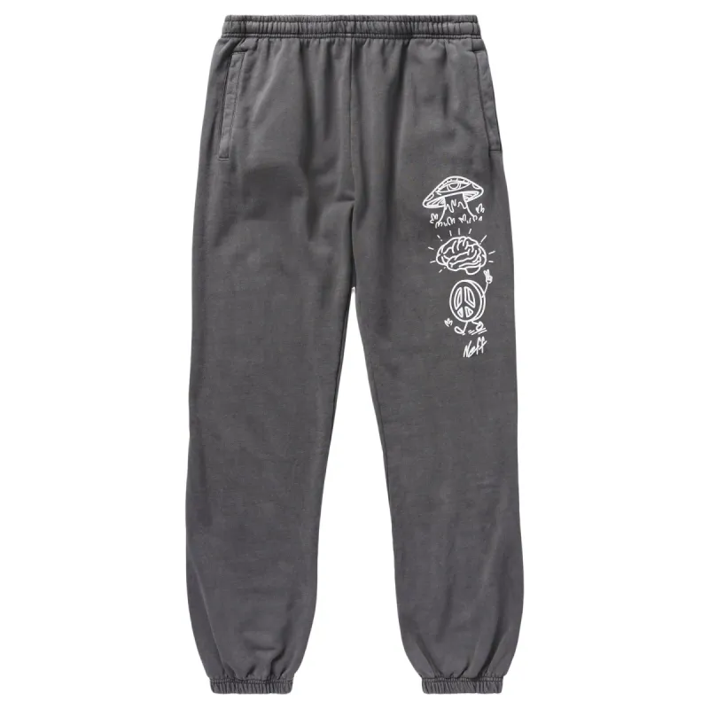 MUSHROOM PEACE JOGGER SWEATPANTS - BLACK sold by Neff