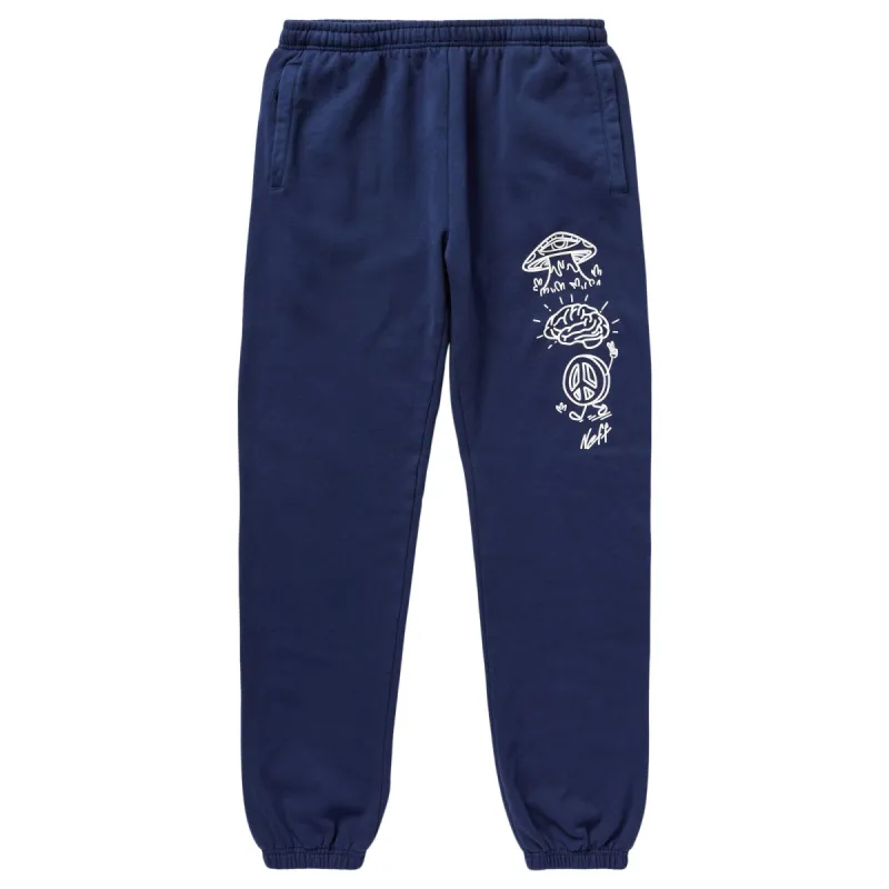 MUSHROOM PEACE JOGGER SWEATPANTS - NAVY sold by Neff