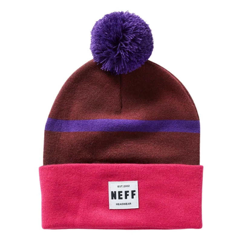 LAWRENCE STRIPE POM BEANIE - MAROON sold by Neff