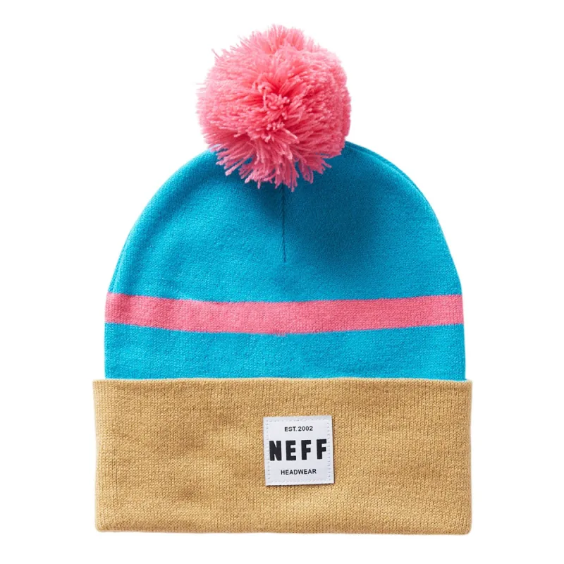LAWRENCE STRIPE POM BEANIE - TEAL sold by Neff